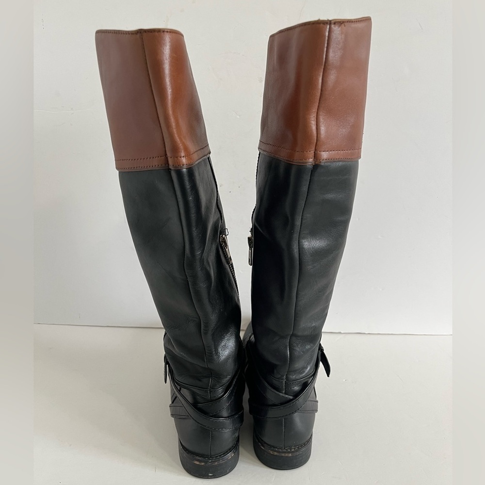 Coach Leather Knee High Boot Black Chestnut Size 8B - Picture 6 of 11